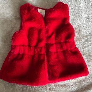 First Impressions (Macy’s) Toddler Faux Fur Red Vest